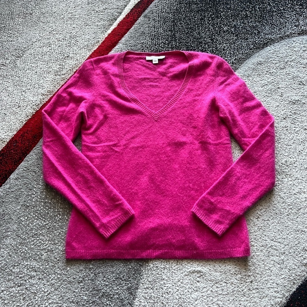 Caslon Pink V Neck Academia Barbie Cashmere Sweater